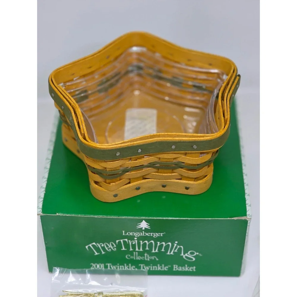 VTG Longaberger 2001 Twinkle Twinkle‎ Star Basket Tree Trimming Collection Green